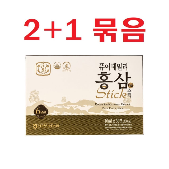 강원더몰,[2+1] 강원인삼농협 퓨어데일리 홍삼스틱(10ml*30포)_추석 특판